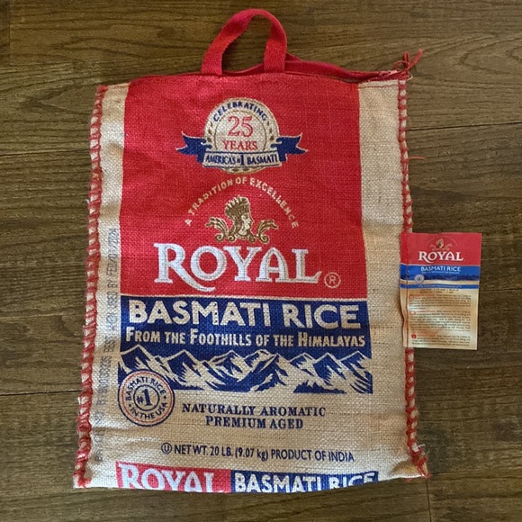 2 SET Large Woven Burlap Zippered Bag Tote with Handles Royal Basmati Rice Bag - Picture 2 of 10
